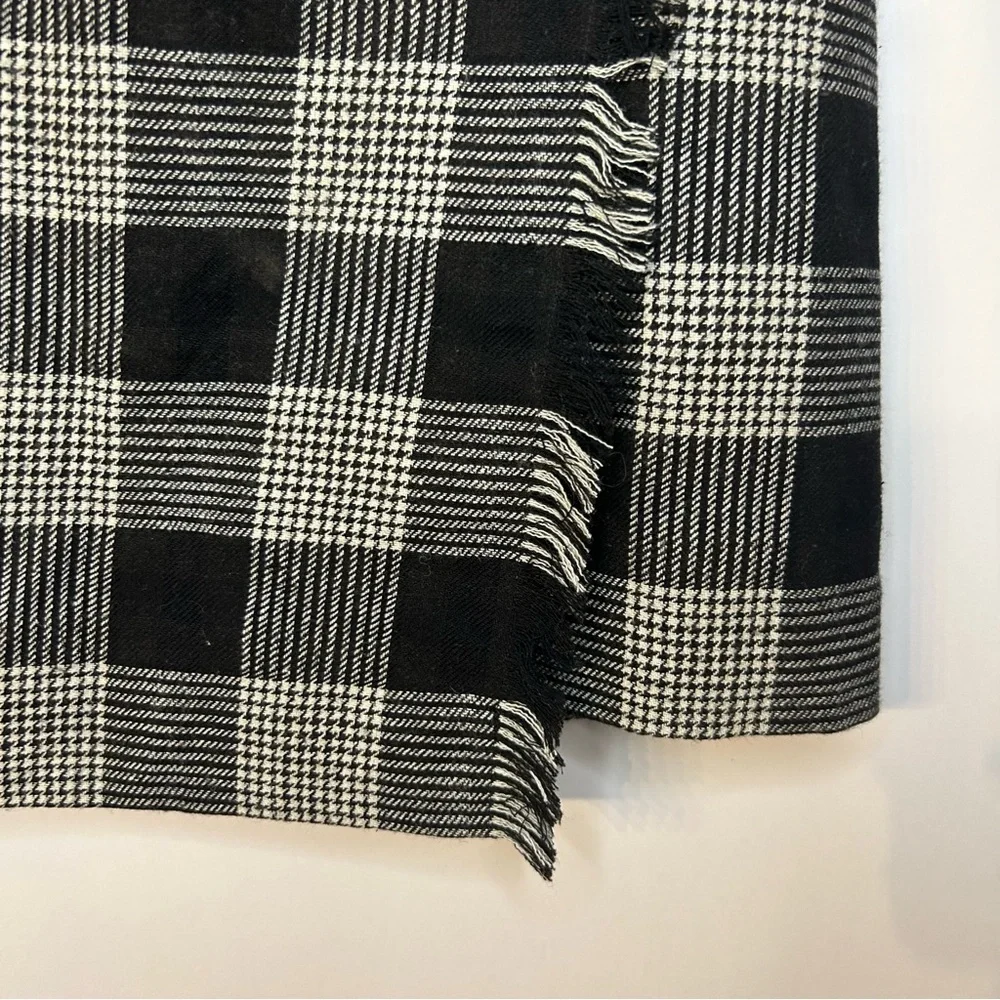Madewell Women’s Wool Blend Black and White Plaid Wrap Mini Skirt, Size 4 - Picture 7 of 11